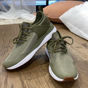 Army green puma soft foam sneakers